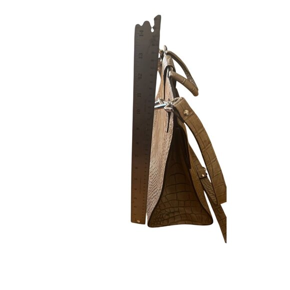 Crocodile embossed leather satchel purse made in Italy adjustable strap no brand - Picture 5 of 11